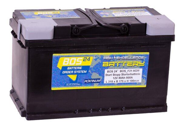 BOS24® Optimum Performance PLATINUM BOS_A6 AGM   Start/Stopp Starterbatterie 12 V 80 Ah 800A (EN)